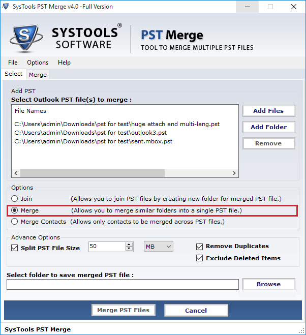Merge Outlook Archive PST File