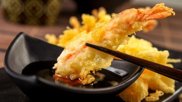 Japanese dish tempura with sauce
