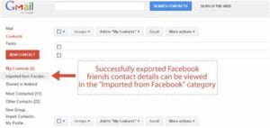 facebook contact from gmail