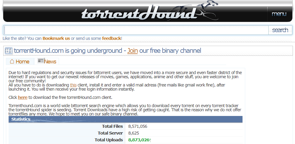 TorrentHound Ebook Torrent Site