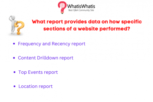 What report provides data on how specific sections of a website performed?