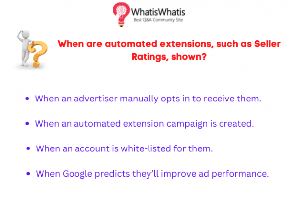 When are automated extensions, such as Seller Ratings, shown?