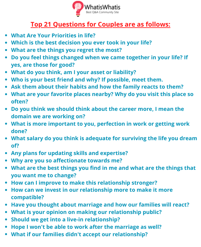 Top 21 Questions For Couples To Ask